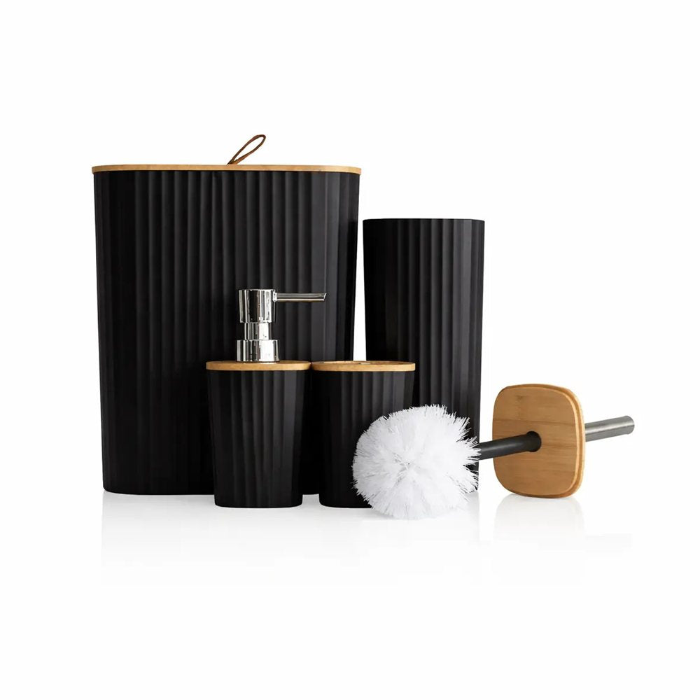 Conjunto Acessórios Kit Completo 4 Peças Para Banheiro Cor Preto