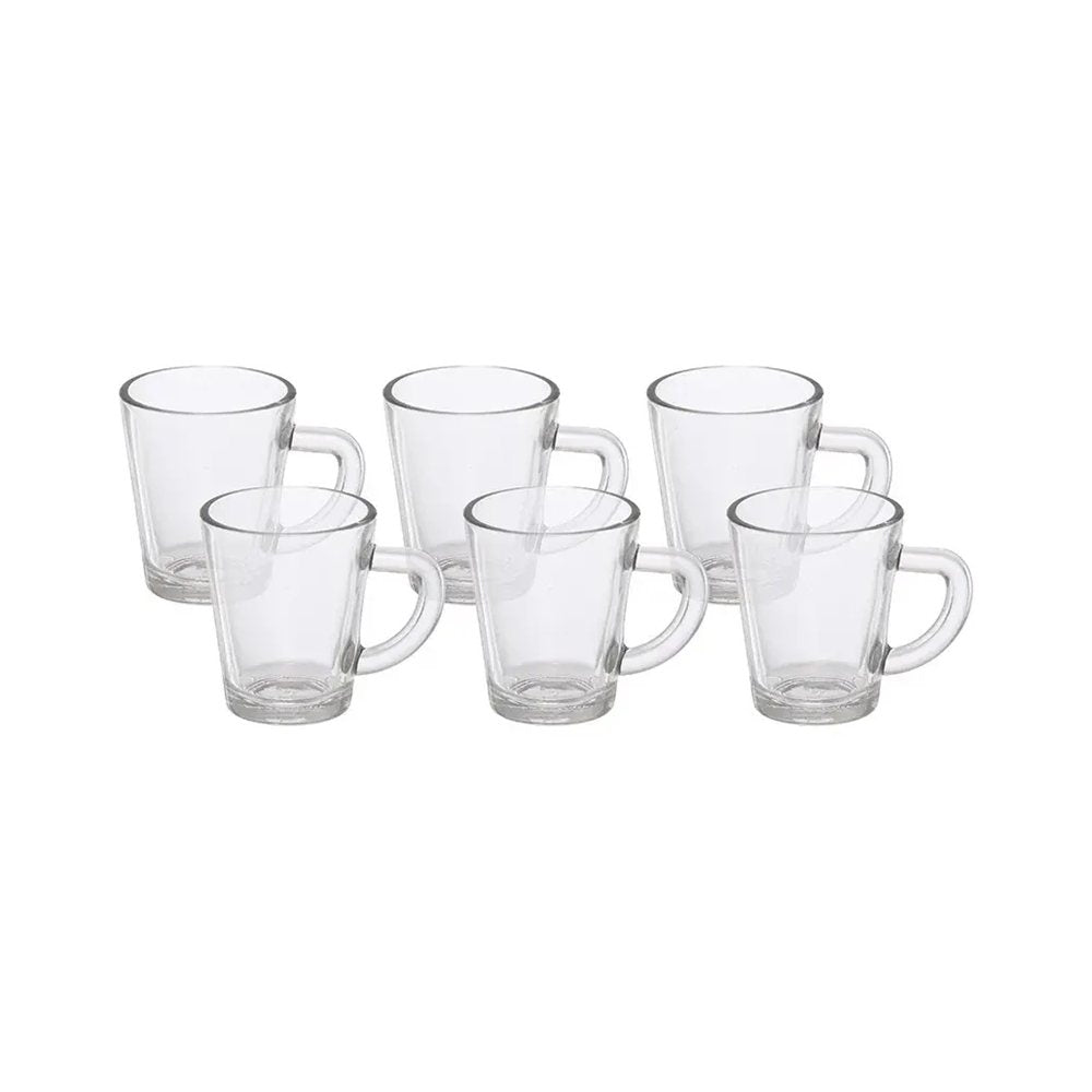 Jogo de 6 Xícaras De Vidro Transparente Café Lisa 70ml